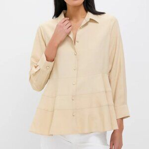 Tuckernuck Pomander Place Ashlen Button Down Blouse Neutral Tan Small (4-6)